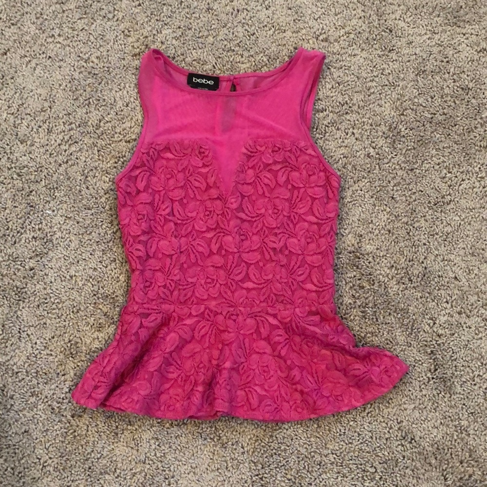 Bebe hot pink peplum top- XS